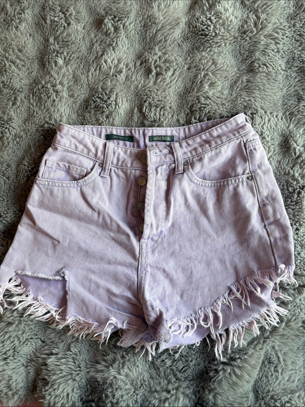 wild fable Lavender Frayed Denim Button-Fly Shorts